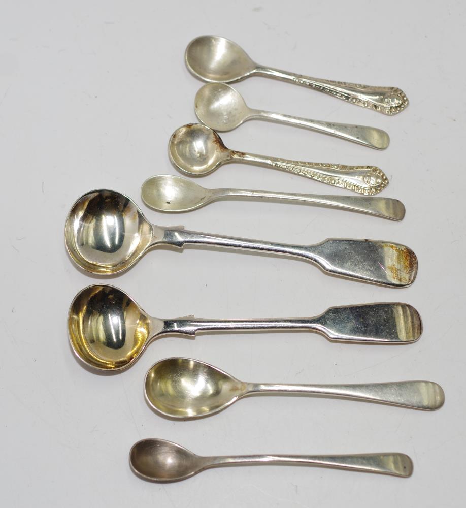 Six sterling silver condiment spoons