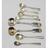 Six sterling silver condiment spoons