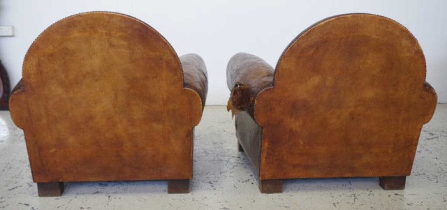Pair of Art Deco leather upholstered club chairs - Image 4 of 5