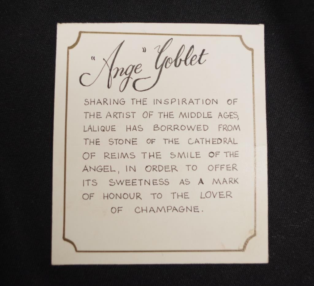 Good set six Lalique 'Ange' crystal goblets - Image 4 of 5