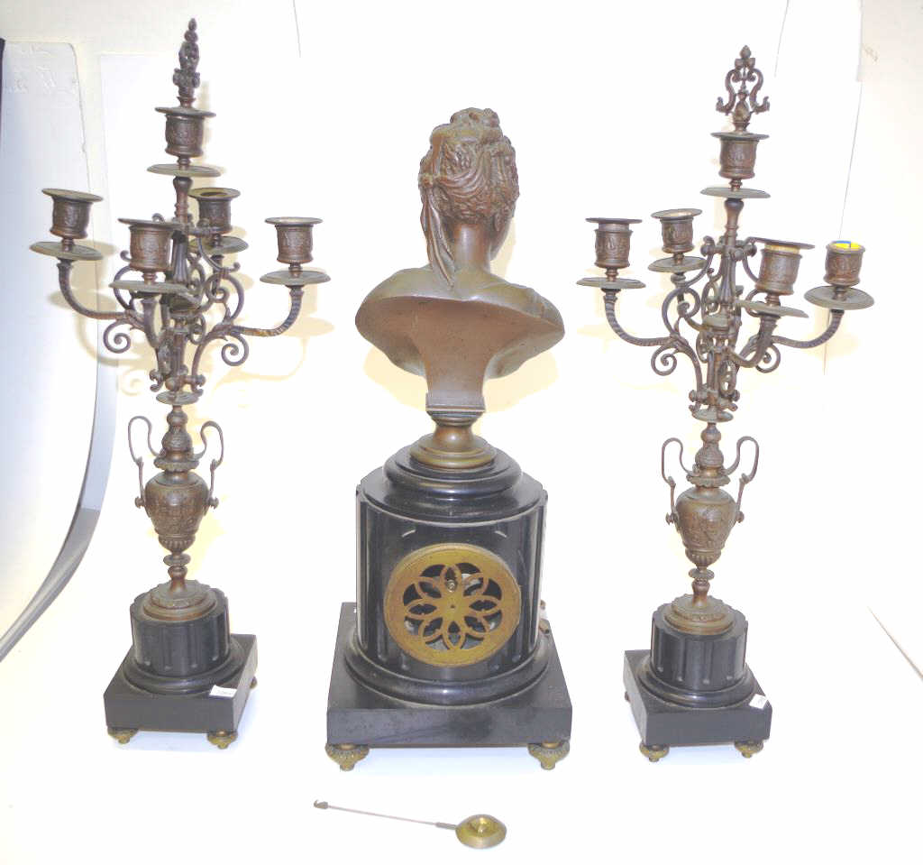 Antique French clock garniture - Image 3 of 5