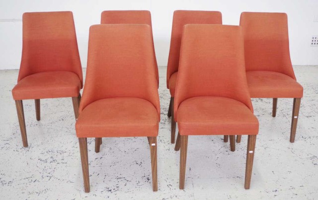 Six contemporary fabric upholstered chairs