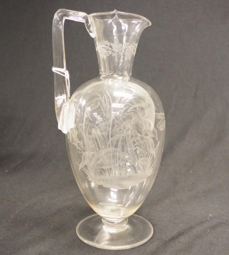 Good etched glass claret jug with floral design - Image 3 of 3