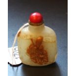 Chinese carved immortal jade snuff bottle
