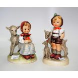 Early Goebel Hummel girl and boy with lambs