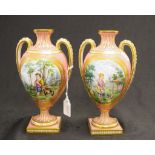 Good pair Minton Rose de Pompadour Vienna vases
