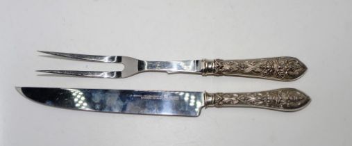 Thai repousse silver handled carving set