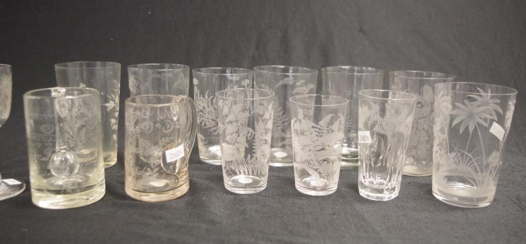 Collection Victorian etched table glasses - Image 2 of 4