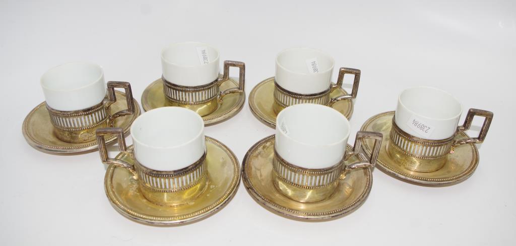 Set of six German silver Demi tasse cups & saucers - Image 2 of 4