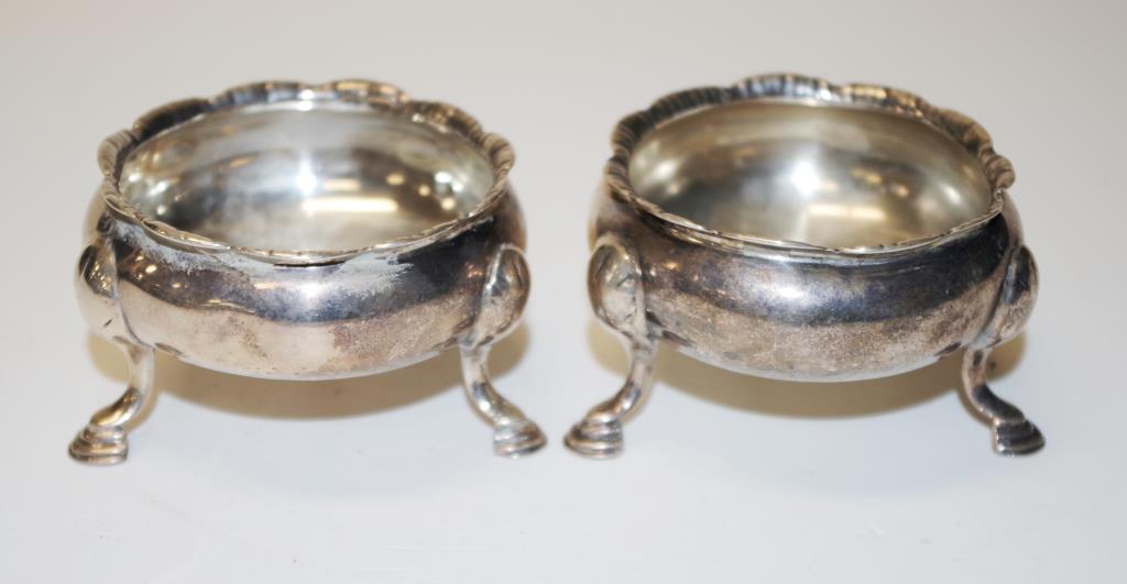 Pair of Edward VIII sterling silver salt cellars