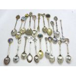 Collection various silver plate souvenir teaspoons