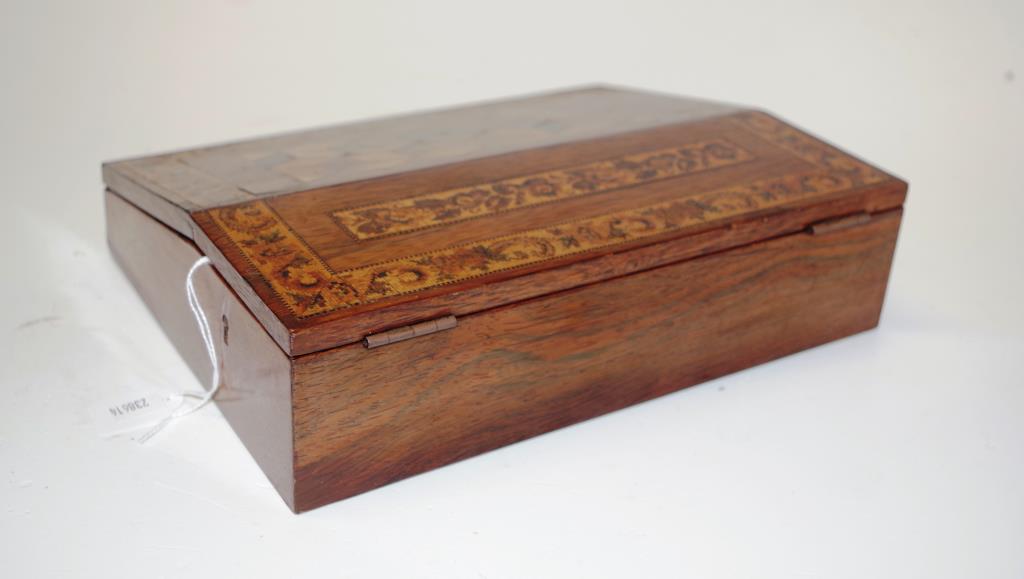 Antique Tunbridge ware writing box / slope - Image 3 of 3