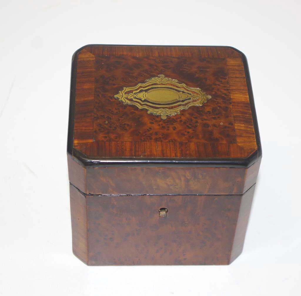 Antique Amboyna & Rosewood tea caddy - Image 2 of 5