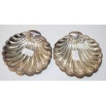 Two Edward VII sterling silver shell form dishes