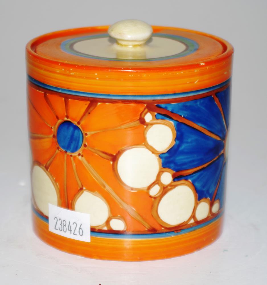 Clarice Cliff fantasque "Umbrellas & Rain" jam pot - Image 3 of 4