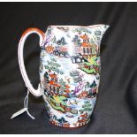 Coloured willow pattern jug