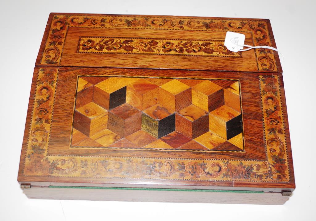 Antique Tunbridge ware writing box / slope