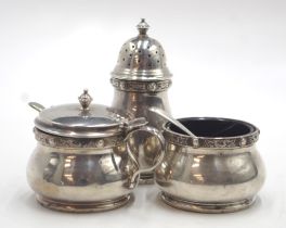 Victorian three piece silver condiment set