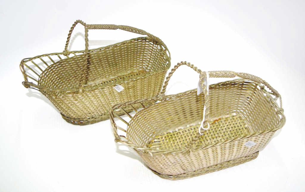 Pair Christofle Gallia silver plate wine baskets
