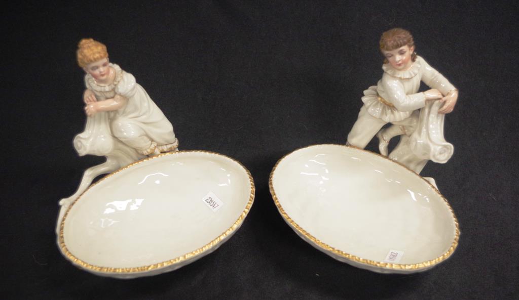 Pair antique Royal Worcester figural comports - Image 2 of 5