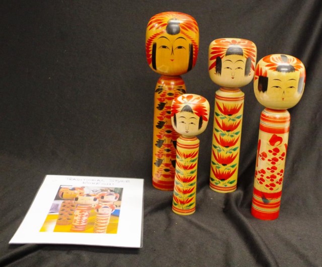 Set 4 Kokeshi dolls from 'Tradional' period - Image 4 of 4