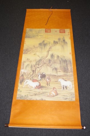 Chinese 'Eight Prized Steeds' scroll - Image 2 of 3