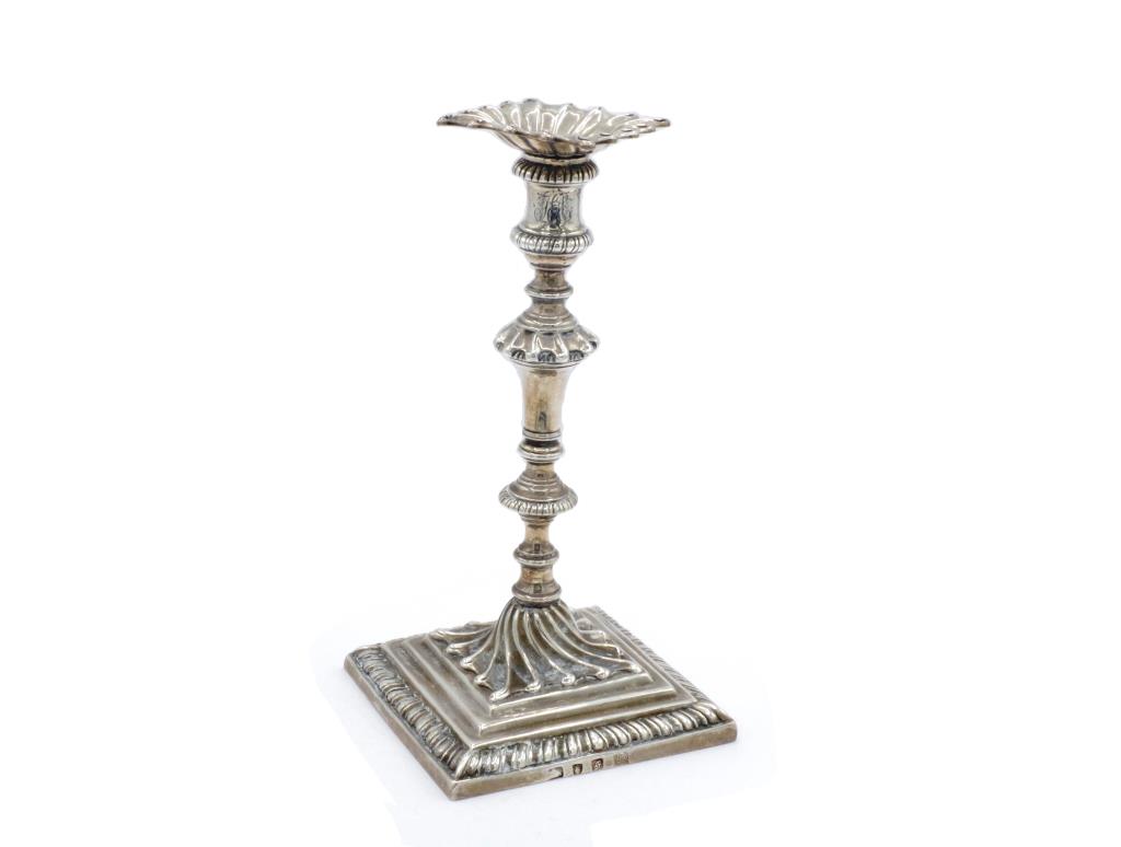 Early George III silver taper candlestick