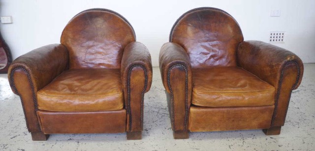 Pair of Art Deco leather upholstered club chairs - Image 2 of 5