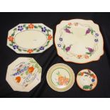 Five hand painted Honeyglaze plates