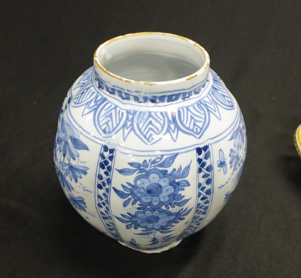 Dutch Delft floral painted globular shaped vase - Image 2 of 3