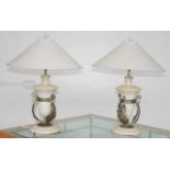 Pair of reconstituted stone electric lamps