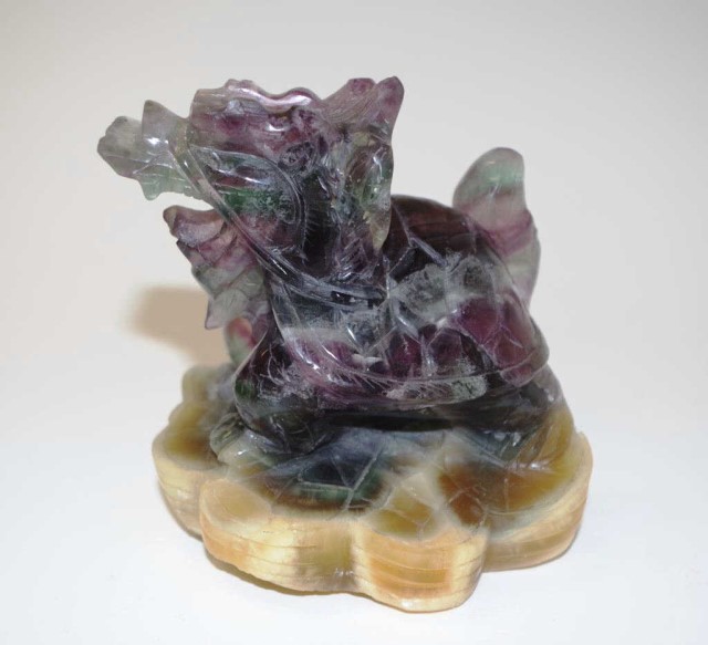 Chinese carved fluorite Dragon Turtle figure - Image 2 of 3