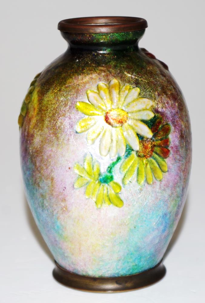 Camille Faure Limoges enameled vase - Image 4 of 6