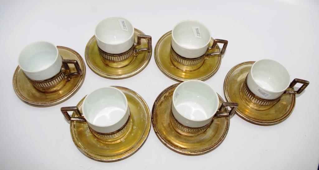 Set of six German silver Demi tasse cups & saucers - Image 3 of 4