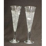 Pair of Julio Santos art glass champagne flutes