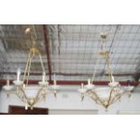 Pair of Spanish alabaster fitted ceiling lights