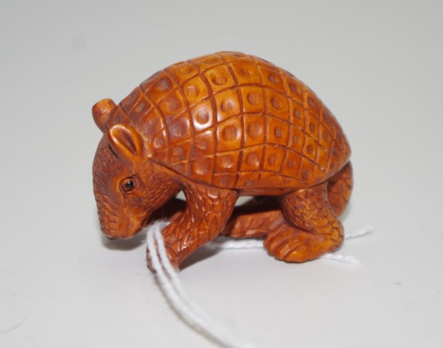 Chinese carved boxwood armadillo netsuke