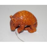 Chinese carved boxwood armadillo netsuke