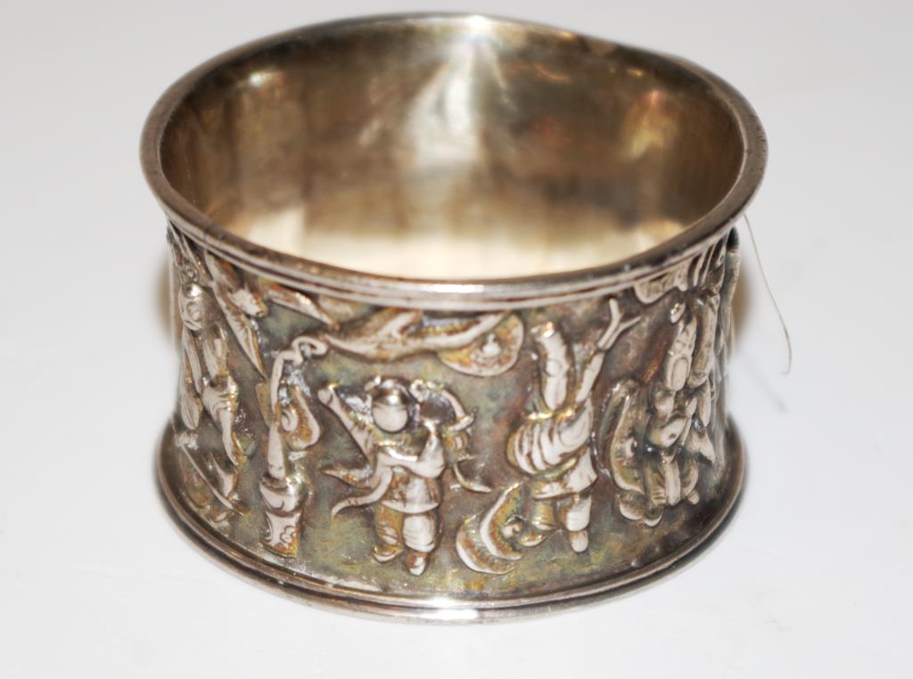Chinese hallmarked silver napkin ring - Image 3 of 5