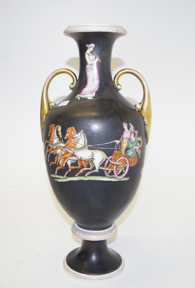 Large Prattware black glaze vase - Image 2 of 3