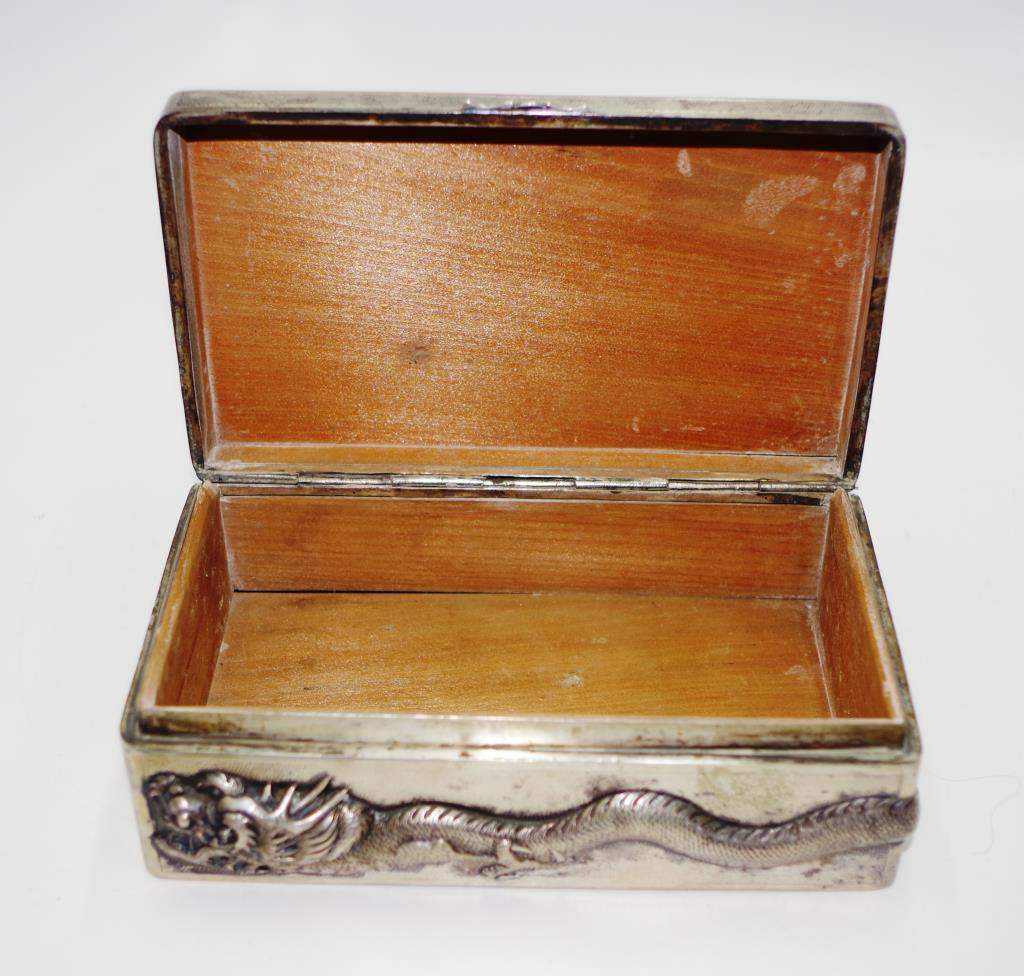 Antique Chinese silver cigarette box - Image 4 of 5