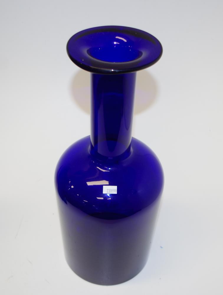 Holmgaard blue glass bottle form table vase - Image 2 of 3