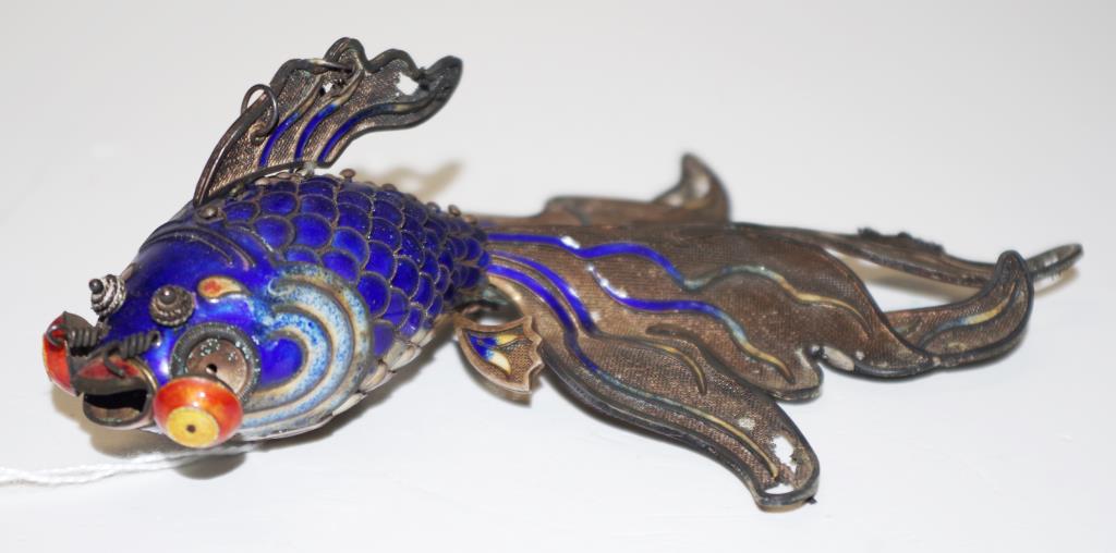 Large Chinese reticulated enamel fish - Image 4 of 6