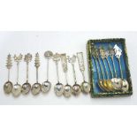 Cased set six Indonesian silver teaspoons