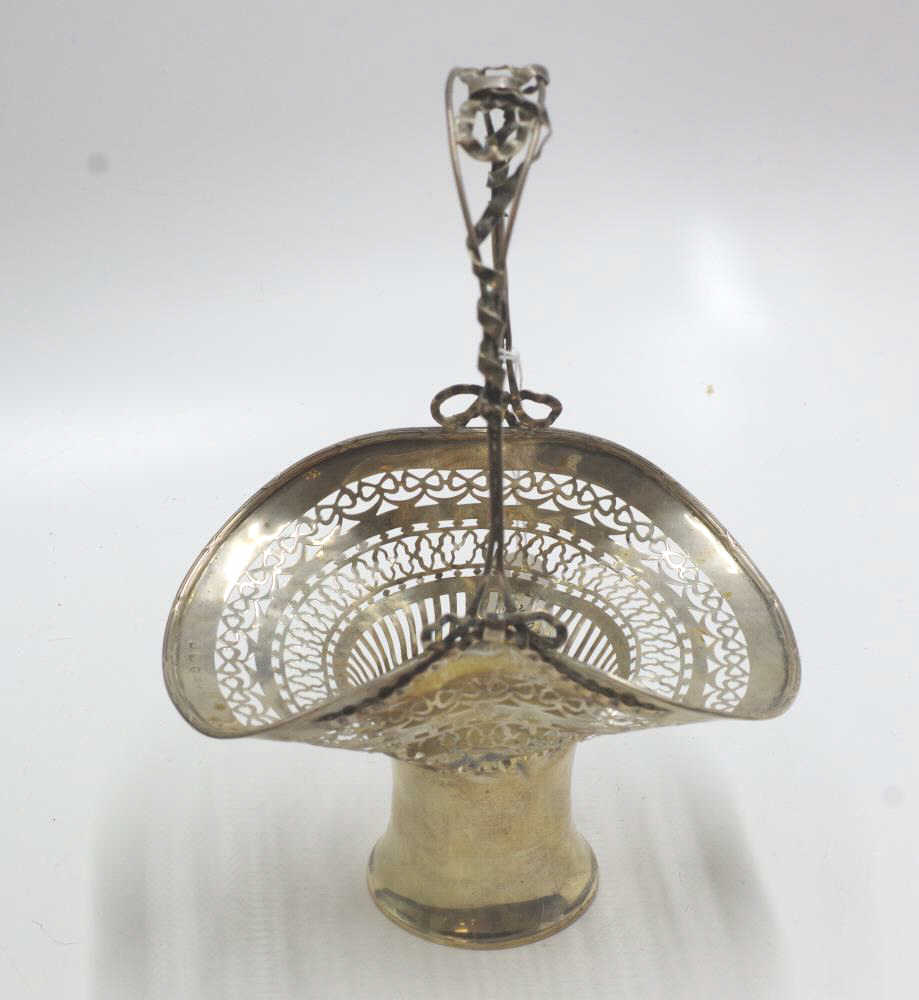 George V sterling silver bonbon serving basket