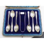 Cased set EIIR sterling silver teaspoons