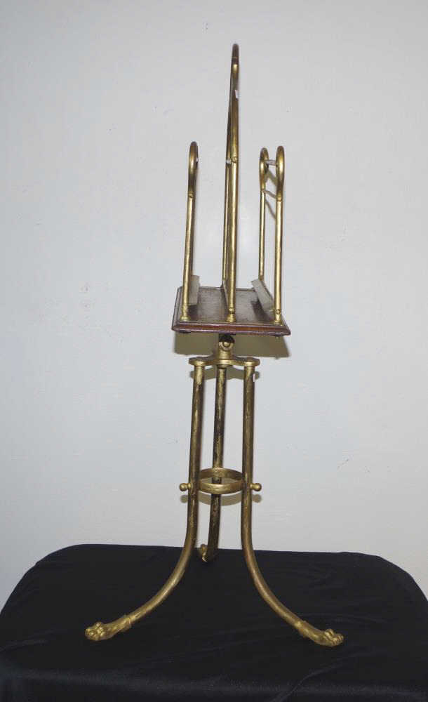 Antique gilt brass and timber book stand - Image 2 of 3