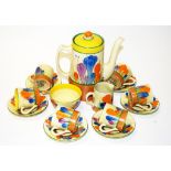 Clarice Cliff Bizarre "Crocus" coffee set