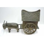 Malaysian brass figure of a bullock & cart