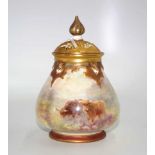 Royal Worcester Highland cattle pot pouri jar